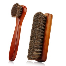 Shoe Brush, Shoe Cleaning Brush, 2 Pieces Horsehair Shoe Brush, Boot Brush, Horse Hair Brush for Leather, Shoe Brushes for Cleaning, Leather Shoes Boot Cleaning Brush Care Clean Dauber Applicators