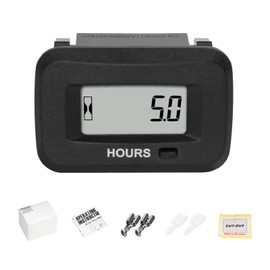 NInE-ROnG Digital LED Operating Hour Meter AC/DC 5-277V Voltage, Resettable Maintenance Interval, Data Storage, Waterproof Design for Small Engines such as Lawnmower, Generator, Motorcycle
