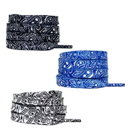 Wdlife Shoelaces, Flat Laces, 3 Colors/3 Pair Set, 6 Pieces, Paisley Pattern, 47.2 in (120 cm), 55.1 in (140 cm), 63.0 in (160 cm), Sneakers, Multi-Color, Casual Shoelaces