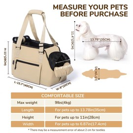BurgeonNest Dog Purse Carrier for Small Dogs and Cats, Soft Sided Cozy Plush Pet Bag Carrier, 15.7" L x 8" W x 11" H Lightweight Pet Tote Bag with Secure Harness Clip