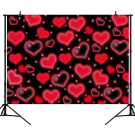 CapiSco 7x5FT Red Heart Photo Backdrop Early 2000s 90s Birthday Homies Party Banner Decorations Valentine's Day Glitter Heart 18th 30th Women Men Happy Birthday Background for Photoshoot SCO478A