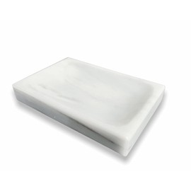 AIRAM HOME Jabonera de Mármol Natural, Ideal para el baño de tu hogar, Hecho artesanalmente, Blanco Bego.