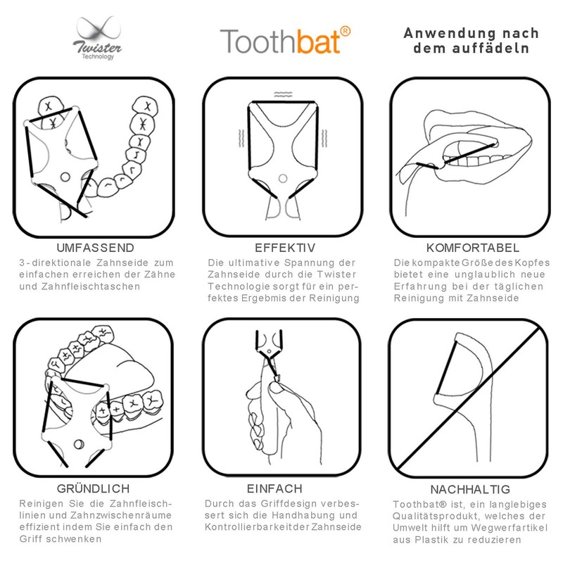 toothbat Kids Floss Holder for Perfect Mouth Cleaning and Teeth