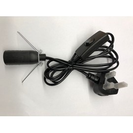 SPHIRES Salt Lamp Replacement Electric Cable 2 Metal Clip On/Off Switch Himalayan Salt Lamps Wire Spare Black 3-Pin UK Plug CE Certified Cable (Black)