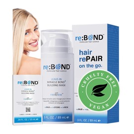 reBOND Leave-in Miracle Bond Building Hair Mask- 4 minute Repair Treatment Deep Conditioning for Bleached, Damaged, Dry, Colored or Frizzy Hair - Set includes: 3oz + .34oz