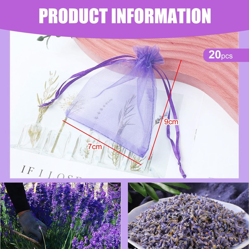 Whispern Cloud 20Pcs 7x9cm Empty Organza Sachet Bags Deep Purple