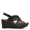 Clarks Women's Elleri Grace Wedge Sandal Black Leather 8