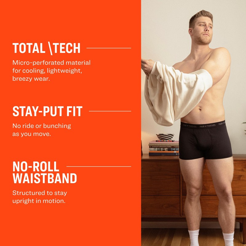 Pair of Thieves Super Fit Men’s Trunks 3 Pack, Black/Grey,