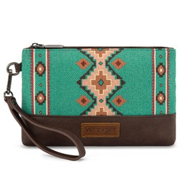 Wrangler Wristlet Wallet for Women Large Capacity Clutch Western Wallet Purse and Handbags Boho Aztec Cell Phone Purse for Ladies Women Gifts AR-WG269-1814TQ
