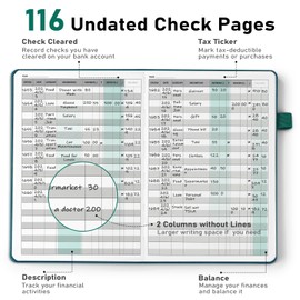 WEMATE Check Registers for Personal Checkbook,Checkbook Register & Log,Track Deposits,Payments, Finances, Debit Card and Bank Account, Transaction Registers for Small Busisses 8×6", Green