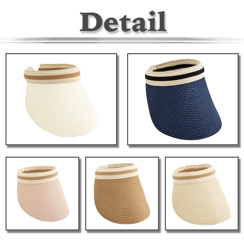 White Fang CA553 Women's Straw Sun Visor Hat Stylish Brim