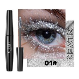 Eggplant Color Diamond Shimmering Mascara Long-lasting Volume Curling Eyelash Lash Eye Women Makeup Lasting Glitter 3D, 01 Silver / 가지 색상 다이아몬드 쉬머링 마스카라 오랫동안 볼륨 컬링 속눈썹 래쉬 아이 여성 메이크업 지속되는 글리터 3D, 01 Silver