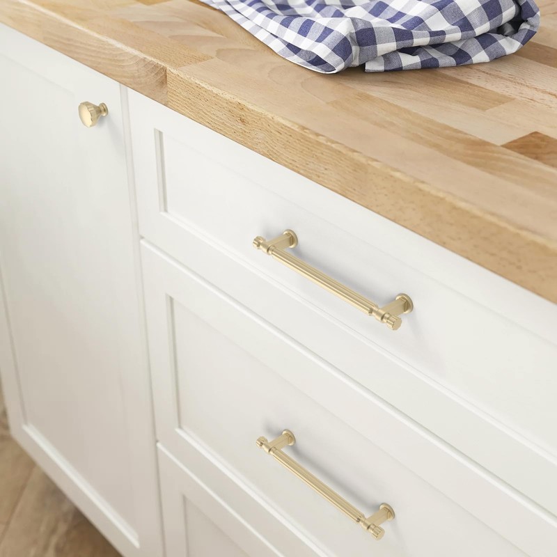 FURNIWARE Pack of 10 Cabinet Knobs, Cupboard Knobs, Brass Drawer