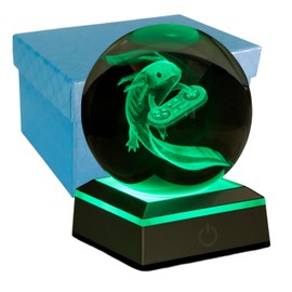 DIGFPWT Axolotl Crystal Ball Lamp,3.15 inch 3D Axolotl Crystal Ball Night Light with LED Colorful Lighting Touch Base, Axolotl Desk Lamp Gift for Friends (Axolotl E)