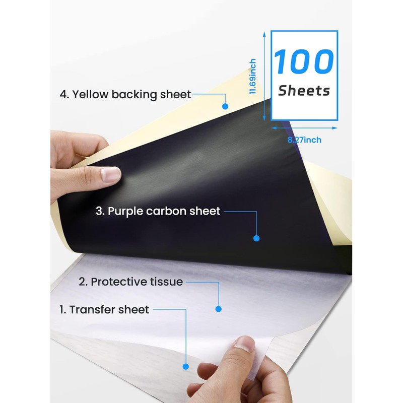 WORLDGET Tattoo Stencil Paper 100 Sheets A4 Size Transfer Paper
