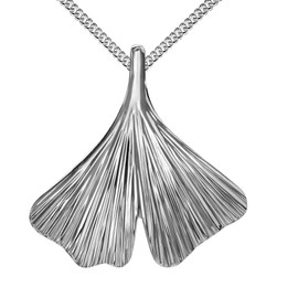 925 Silver Ginkgo Leaf Sterling Silver Pendant for Women with Necklace Length Selectable, With chain: length 45 cm