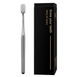 Z-VAPRESS Luxury Silver Manual Toothbrush Soft Bristles Better Gift Elegant Electroplated Design Perfect for Home, Hospitality or Travel Toothbrushes for Sensitive Teeth
