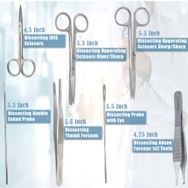 A2Z Scilab Brand Advanced Biology Lab Anatomy Student Dissection Kit with Stainless Steel Scissors Forceps Scalpel Handle Blades in a Case, For LAB,Hobby,Taxidermy (53 PCS)