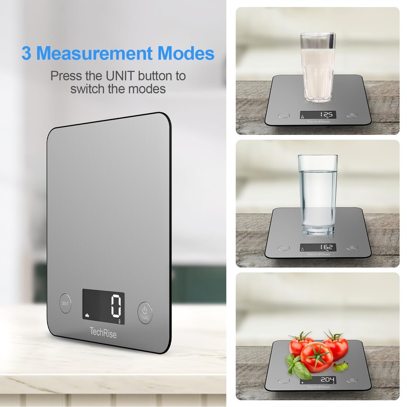 Digital Kitchen Scale, TechRise Food Scale, Satiness Steel Weighing Scale