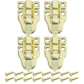sourcing map 4Pcs Duck-Billed Toggle Hasp Latch, Metal Box Toggle Latch Chest Latch with Mounting Screws for Jewelry Box Wooden Case Decorative, Gold