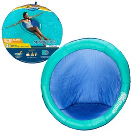 SwimWays Spring Float Papasan Pool Lounger for Swimming Pool, Inflatable Pool Floats Adult with Fast Inflation for Ages 15 & Up, Blue