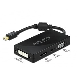 DeLOCK Mini DisplayPort 1.2 Adapter to VGA/HDMI/DVI/Audio Female 4K Passive Black