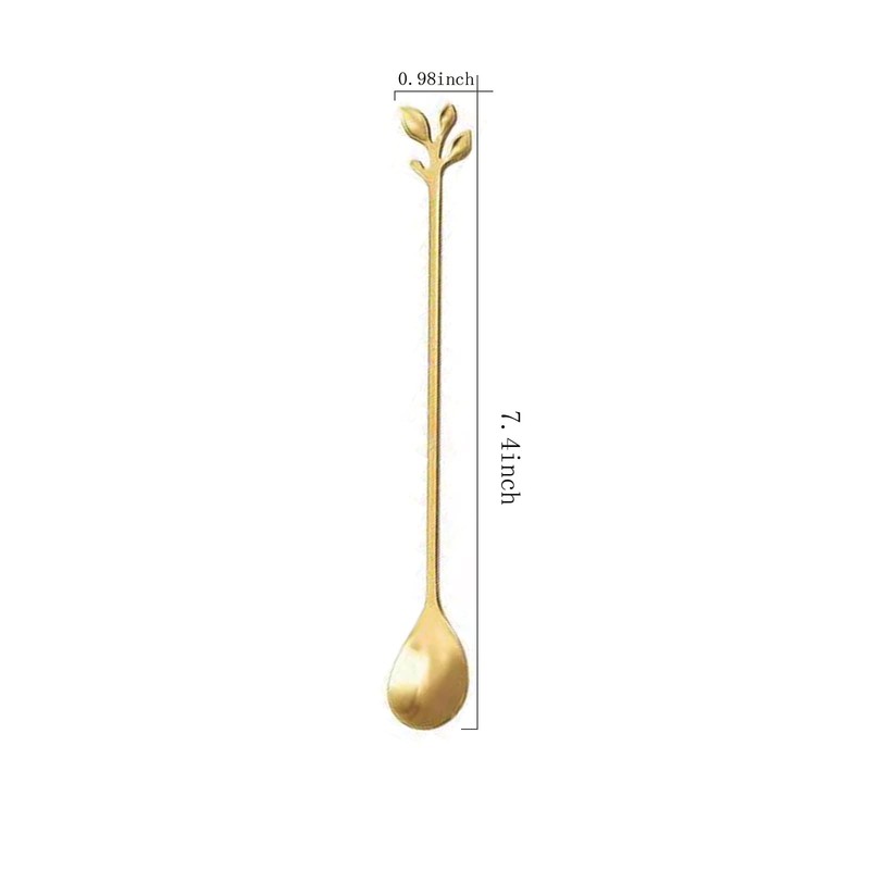 Long Handle Ice Tea Spoons Set Ice Cream Leaf Spoon