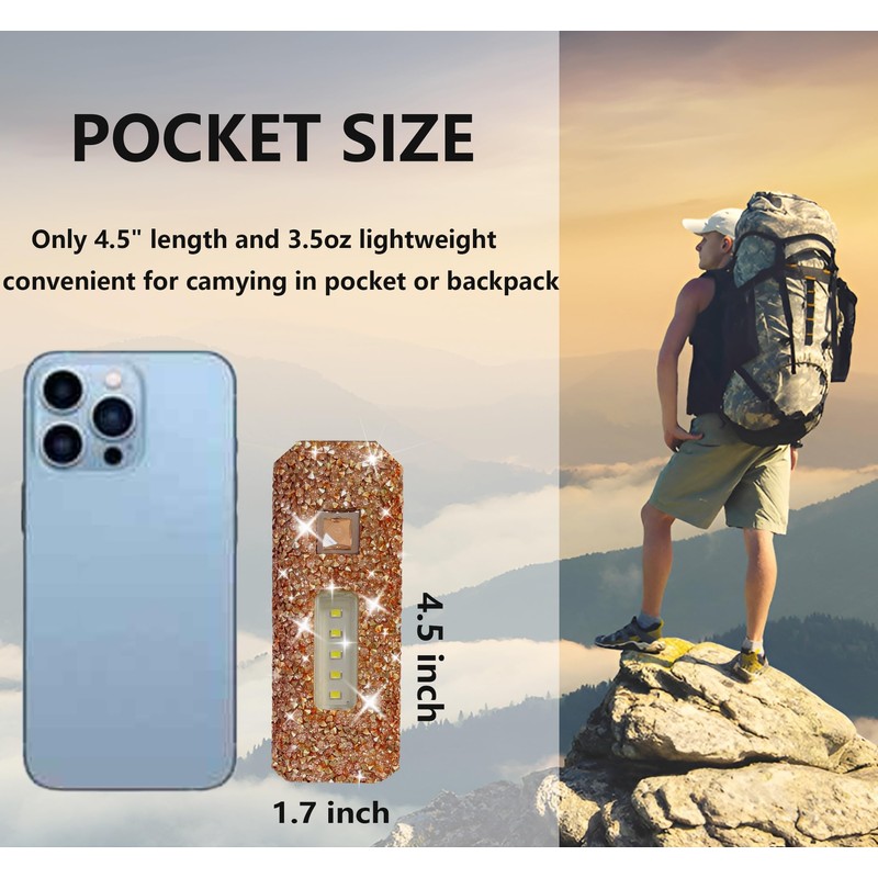 Pink Flashlight for Girls Rechargeable Flashlights Bling Diamond Rhinestone Camping