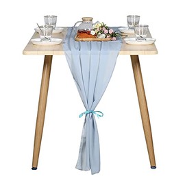 Namvo 70x300CM Wedding Chiffon Table Runners Fabric Table Overlay Long Table Runner for Banquet Decor Chiffon Runners for Party Voile Sheer Fabric Drapes, Baby Blue