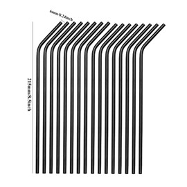 Metal Straws Stainless Steel Straws 50 Pack Bulk 8.5" Reusable Drinking Straws Black Color All Bent Curved Straws for 20 24 30 OZ Yeti Rtic Tumblers Wholesale (Black, 50 piece - 8.5 inch-All Bent)
