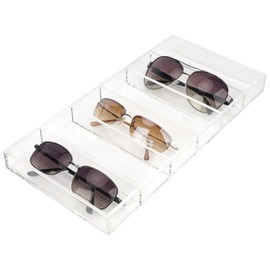Dealpoli Acrylic Sunglasses Organizer, 6 Slot Clear Eyeglasses Storage Case, Transparent Jewelry Storage Tray, Drawer Organizer Storage Case for Sunglasses, Reading Glasses, Fashion Eye Wear(DP028)