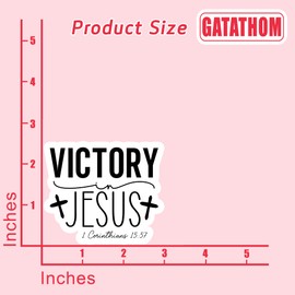 (3PCS) Victory In Jesus 1 Corinthians 15:57 Bible Verse Sticker, Jesus Cross Stickers Faith Religious Christian Sticker, Waterproof Vinyl Decal Decor Books, Laptops, Tumblers, Water Bottles, 3"x 2.5 "