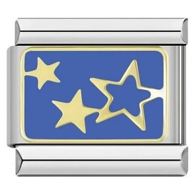 M&S Luck Lucky Evil Spiritual Eye Hamsa Hand Fatima Protection 9mm Italian Link Charm Compatible With Nomination Bracelet (Tripple Star)