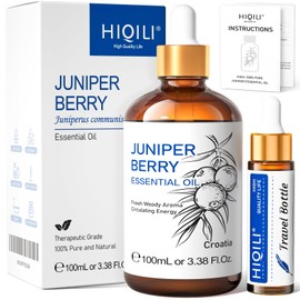 HIQILI Juniper Berry Essential Oil, 100% Pure Natural Undiluted Premium - 3.38 fl oz