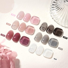 GAOY Gray Pink Jelly Gel Nail Polish of 6 Milky Nude Pink Black Whiter Colors Sheer Gel Polish Kit for Salon Manicure and Nail Art DIY at Home