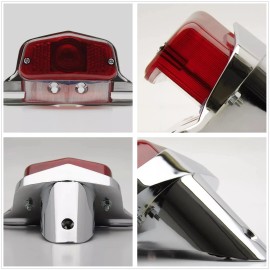 Custom Chrome Rear Red Tail light W/Chrome License Mounting Bracket For Harley Custom Fender