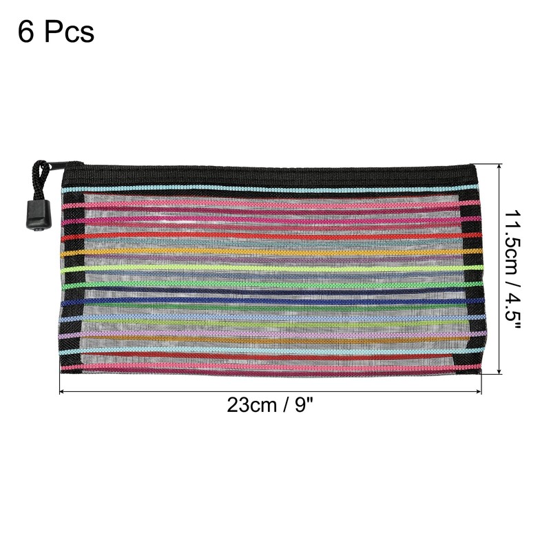 sourcing map Pack of 6 Mesh Zipper Pockets B6 Colourful