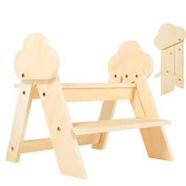 TinyHaven Wooden Toddler Step Stool, 2-Step Foldable Stool for Kids with Non-Slip Surface, Baby Bathroom Stool for Potty Training, Bathroom Sink, Kitchen Counter with Cute Cloud Design, Natural