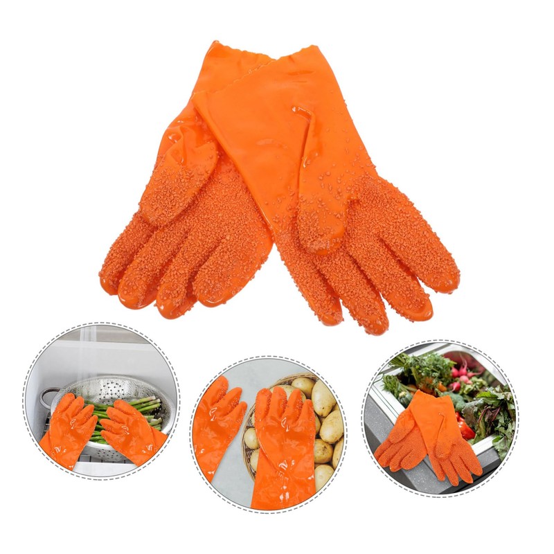 Angoily 1Pair Veggie Peeling Gloves Slip Kitchen Tool for Easy