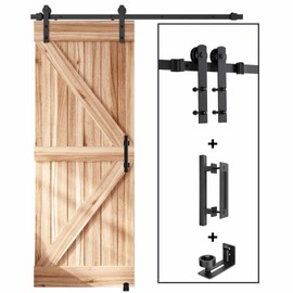 EaseLife 5.5 FT Sliding Barn Door Track and Handle Hardware Kit,Heavy Duty,Straight Pulley,Slide Smoothly Quietly,Easy Install (5.5FT Track Kit for 30"~33" Wide Single Door)