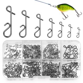 Realure 200 Pcs/7 Sizes Fishing Knotless Swivels Connector Set 11mm-34mm No Knot Fishing Snaps 2kg-12kg Stainless Steel Fishing Line Connector Knot Tie Fishing Accessories for Quick Change Lures