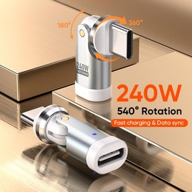 USB C Adapter [3-Pack], PD 240W USB C 90 Degree Adapter, USB Type C Right Angle Adapter/360 & 180 Degree C to C Adapters for Phone 17/16/15, MacBook Pro/Pad Series, Samsung Galaxy, Tablet, Laptop (3)