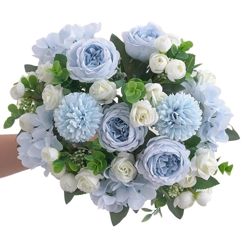 4 Pack Artificial Peony Silk Flower Hydrangea Fake Bouquet Elegant