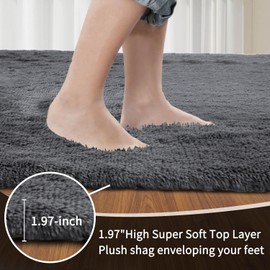 Sour Lemon Rugs Living Room 60x120cm, Grey Runner rug for Bedroom, Washable Anti Slip Fluffy Rug Shaggy Soft Modern Floor Carpets Mat Beside Rugs for Kids Hallway Living Room