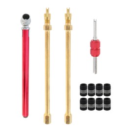 Windance 2 Pack Brass Dual Wheel Valve Stem Extenders Valve Core Removal Tool, Tire Pressure Gauge Pencil, 8 Valve Caps, Extension Rod for Car Truck Motorcycle Trailer ATV (2PCS 150mm/5.9")