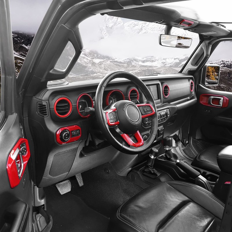 Jeliker for Wrangler JL Interior Trim Kit Red Dashboard for