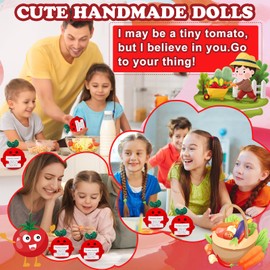 KufaerBeam Funny Positive Vegetable Crochet Plushies, Emotional Support Tomato with Positive Card, Motivational Mental Health Gifts for Colleagues, Friends,Classmate(Positive Vegetable Tomato Edition)