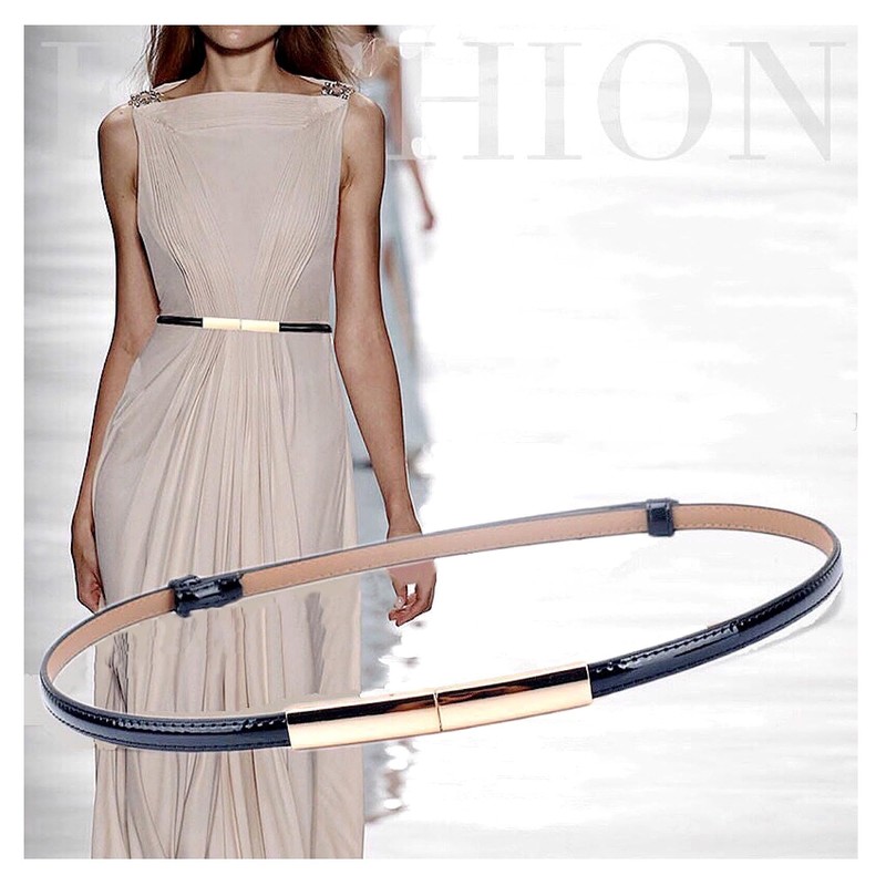 CB - Cinturón de piel de charol para mujer, ajustable,