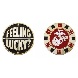 MARINE CORPS FEELING LUCKY CHIP HOLDER 1.75" CHALLENGE COIN