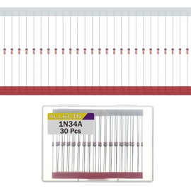 ALLECIN 30Pcs 1N34A Schottky Diode 50mA 65V IN34A 1N34 Doorbel Diodes 50 Millimap 65 Volt Dioden DO-7 Package